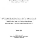 L&rsquo;accueil des étudiants handicapés dans les établissements de l&rsquo;enseignement supérieur Culture